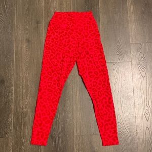 Balance Athletica Red Flocked Animal Print Leggings